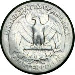 США 1940 г. D • KM# 164 • квотер (25 центов) • Джордж Вашингтон • серебро • регулярный выпуск • F