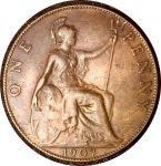 Великобритания 1907 г. • KM# 794.2 • 1 пенни • Эдуард VII • регулярный выпуск • XF ( кат. - $30 )