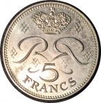 Монако 1971 г. • KM# 150 • 5 франков • Ренье III • герб княжества • регулярный выпуск • MS BU