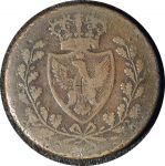 Сардиния 1826 г. • KM# 100 • 5 чентезимо • герб королевства • регулярный выпуск • F