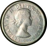 Канада 1963 г. • KM# 51 • 10 центов • Елизавета II • парусник • серебро • регулярный выпуск • AU+
