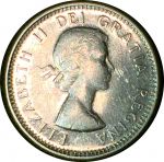 Канада 1958 г. • KM# 51 • 10 центов • Елизавета II • парусник • серебро • регулярный выпуск • BU