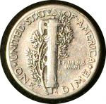 США 1945 г. • KM# 140 • дайм(10 центов) • "голова Меркурия" (серебро) • регулярный выпуск • VF