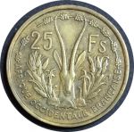 Французская Западная Африка 1956 г. • KM# 7 • 25 франков • голова антилопы • регулярный выпуск • XF-