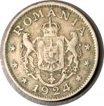 Румыния 1924 г. • KM# 46 • 1 лей • государственный герб • регулярный выпуск • XF ( кат.- $6 )
