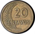 Перу 1947 г. • KM# 221 • 20 сентаво • регулярный выпуск • XF-
