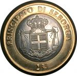 Италия • Княжество Себорга 2012 г. • 2 луиджино • князья Марчелло I и Джорджо I • герб княжества • территориальный выпуск • MS BU люкс!