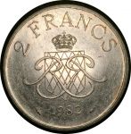 Монако 1989 г. KM# 157 • 2 франка • Ренье III • герб княжества • регулярный выпуск • AU