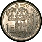 Монако 1978 г. • KM# 140 • 1 франк • Ренье III • герб княжества • регулярный выпуск • BU-