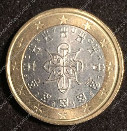 Португалия 2016 г. KM# 766 • 1 евро • Королевская эмблема 1144 г. • регулярный выпуск • BU