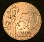 Германия • ФРГ 2002г. J • KM# 212 • 50 евроцентов • Бранденбургские ворота • регулярный выпуск • BU