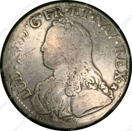Франция 1726 г. M (Тулуза) • KM# 486.13 • 1 экю • первый год чеканки (серебро) • Людовик XV • регулярный выпуск • F