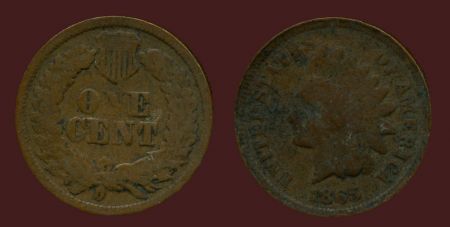 США 1865 г. • KM# 90a • 1 цент • "Индеец" • регулярный выпуск • F-