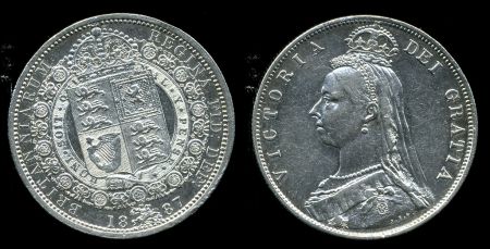 Великобритания 1887 г. • KM# 764 • полкроны • Королева Виктория(юбилейный портрет) • регулярный выпуск • BU-