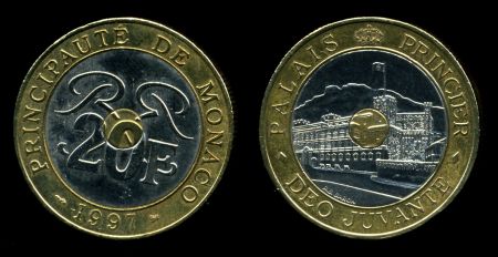 Монако 1997 г. • KM# 165 • 20 франков • княжеский дворец • регулярный выпуск • BU