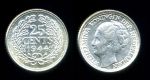 Нидерланды 1944 г. P • KM# 164 • 25 центов • королева Вильгельмина I • серебро • регулярный выпуск • MS BU