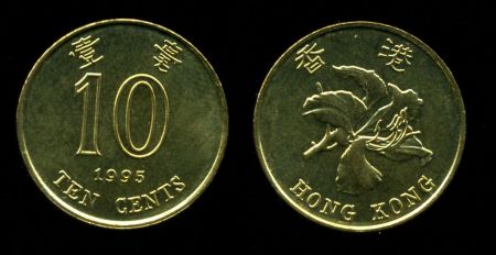 Гонконг 1993-1998 гг. • KM# 66 • 10 центов • цветок баухинии • регулярный выпуск • MS BU