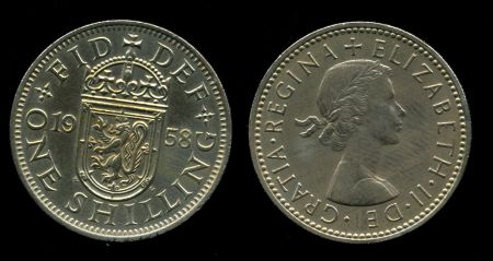 ВЕЛИКОБРИТАНИЯ 1958г. KM# 905 / 1 ШИЛЛИНГ / ГЕРБ ШОТЛАНДИИ / UNC-BU / ГЕРБЫ