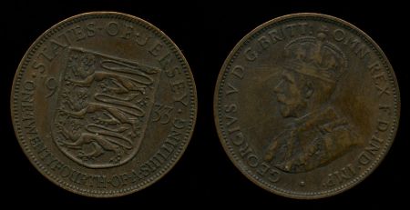 Джерси 1933 г. • KM# 15 • 1/24 шиллинга • Георг V • AU ( кат. - $10- )