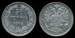 Русская Финляндия 1908 г. L • Уе# 4793 • 50 пенни • серебро • регулярный выпуск • XF