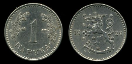 Финляндия 1929 г. S • KM# 30 • 1 марка • финский "лев" • регулярный выпуск • UNC
