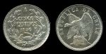 Чили 1896 г. • KM# 155.1 • 5 сентаво • Кондор на скале • серебро • регулярный выпуск • MS BU