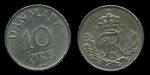 Дания 1951 г. • KM# 841.1 • 10 эре • королевская монограмма • регулярный выпуск • MS BU ( кат. - $12 )