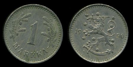 Финляндия 1930 г. S • KM# 30 • 1 марка • финский "лев" • регулярный выпуск • UNC