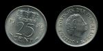 Нидерланды 1956 г. • KM# 183 • 25 центов • королева Юлиана • регулярный выпуск • MS BU ( кат.- $15,00 )
