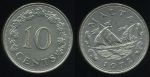 Мальта 1972 г. • KM# 11 • 10 центов • первый год чеканки типа • старинный парусник • регулярный выпуск • MS BU