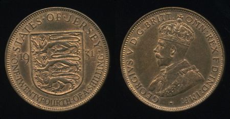 Джерси 1931 г. • KM# 15 • 1/24 шиллинга • Георг V • MS BU ( кат. - $20 ) 
