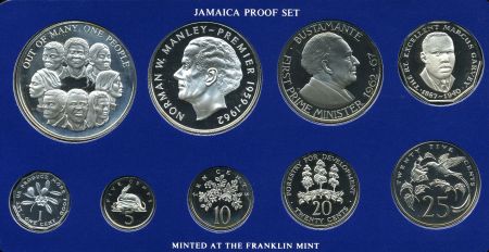 Ямайка 1978 г. • KM# PS16 • 1 c. - $10 • годовой набор • 9 монет • серебро - 80+ гр. • MS BU пруф! 