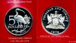 Тринидад и Тобаго 1974 г. KM# 15 • 5 долларов • герб • цапля • серебро 925 - 29.7 гр. • регулярный выпуск • MS BU пруф!!