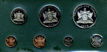 Тринидад и Тобаго 1973 г. KM# 29-15 • 1 c. - 5 долларов • годовой набор • 8 монет • серебро 925 - 29.7 гр. • регулярный выпуск • MS BU пруф!!