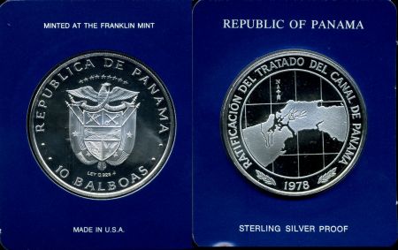 Панама 1978 г. • KM# 53 • 10 бальбоа • Соглашение по Панамскому каналу • (серебро 42.5 гр.) • памятный выпуск • MS BU • пруф