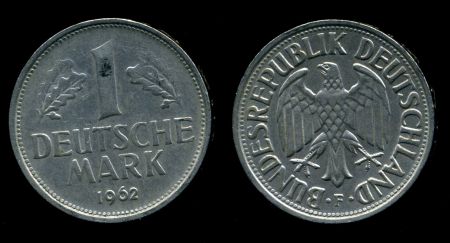Германия • ФРГ 1962 г. F (Штутгарт) • KM# 110 • 1 марка • регулярный выпуск • UNC ( кат.- $65 )