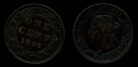 Канада 1897 г. • KM# 7 • 1 цент • Виктория • регулярный выпуск • AU+ ( кат. - $30 )