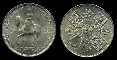 Великобритания 1953 г. KM# 894 • крона • Коронация Елизаветы II • памятный выпуск • MS BU
