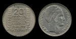 Франция 1933 г. • KM# 879 • 20 франков • "Марианна" • регулярный выпуск • серебро • BU ( кат. - $45 )
