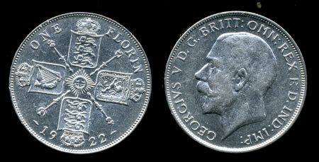 Великобритания 1922 г. • KM# 817a • флорин(2 шиллинга) • Георг V • регулярный выпуск • XF ( кат. - $50 )