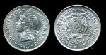 Доминикана 1963 г. • KM# 28 • 25 сентаво • 100-летие восстановления Республики • памятный выпуск • серебро • MS BU