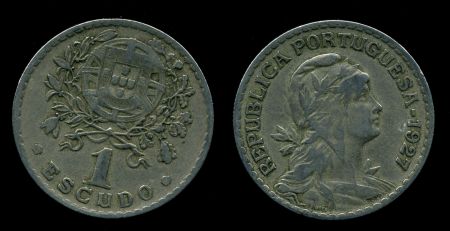 Португалия 1927 г. • KM# 578 • 1 эскудо • первый год чеканки типа • регулярный выпуск • XF ( кат. - $65 )