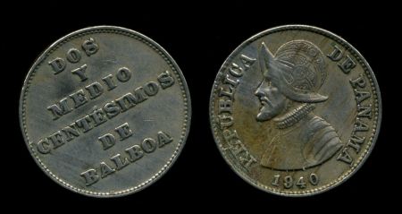 Панама 1940 г. • KM# 16 • 2½ сентесимо • Васко де Бальбоа • регулярный выпуск • XF+