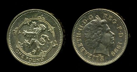 Великобритания 1999 г. • KM# 998 • 1 фунт • Уэльский дракон • регулярный выпуск • AU+