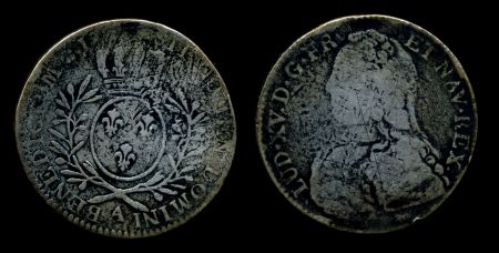 Франция 1726-1730 гг. A(париж) KM# 484.1 • ½ экю • Людовик XV • серебро 13.9 гр. • VG+