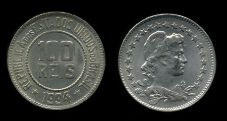 БРАЗИЛИЯ 1934г. KM# 518 / 100 РЕЙС MS BU