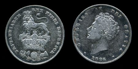 Великобритания 1826 г. • KM# 694 • 1 шиллинг • Георг IV • регулярный выпуск • F-VF ( кат. - $20 )