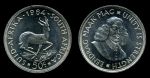 Южная Африка 1964 г. • KM# 62 • 50 центов • Ян ван Рибек • антилопа Спрингбок • серебро 28.28 гр. • регулярный выпуск • MS BU пруфлайк