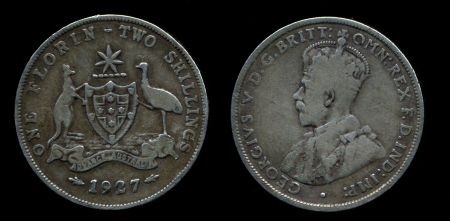 Австралия 1921 г. • KM# 27 • флорин(2 шиллинга) • Георг V • серебро • регулярный выпуск • F-VF