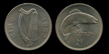 Ирландия 1962 г. • KM# 15a • 1 флорин(2 шиллинга) • лосось • регулярный выпуск • MS BU